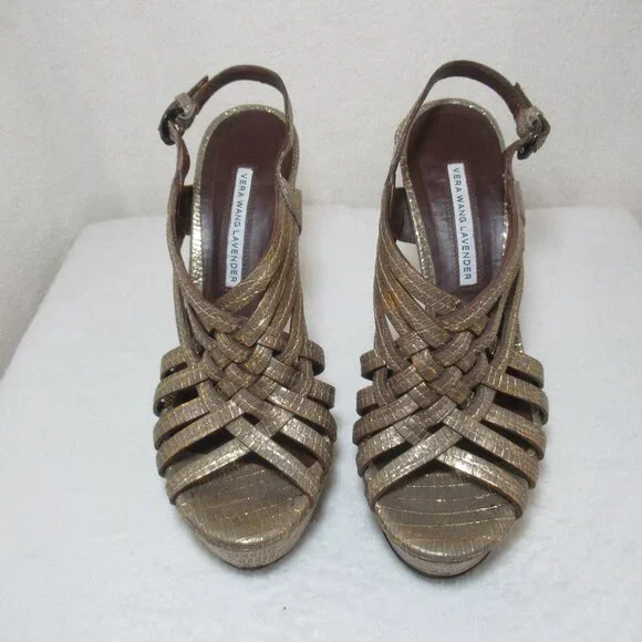 Vera Wang Lavender Label Metallic Platform Heels | 37.5 / US 7 - Picture 2 of 9